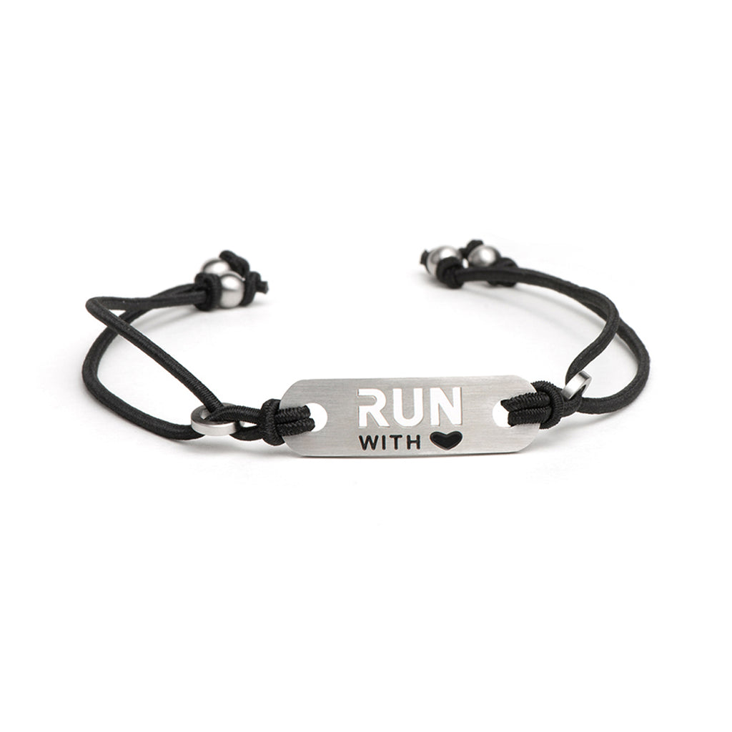 RUN with Heart Running Bracelet - Adjustable Stretch - Pink or Black