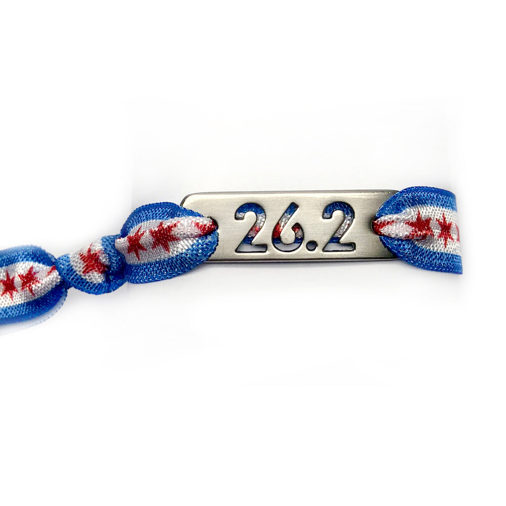 ATHLETE INSPIRED 26.2 CHICAGO Flag Running Stretchy Bracelet/Hair Tie
