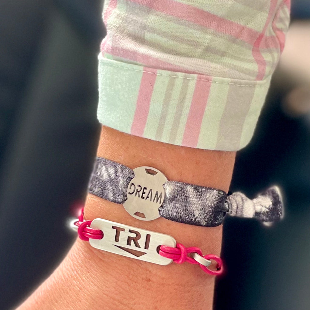 TRI - Triathlon Pink Leather Rope Bracelet