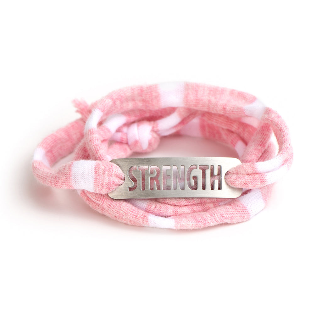 Jersey Wrap Bracelet - Pink/White Stripe
