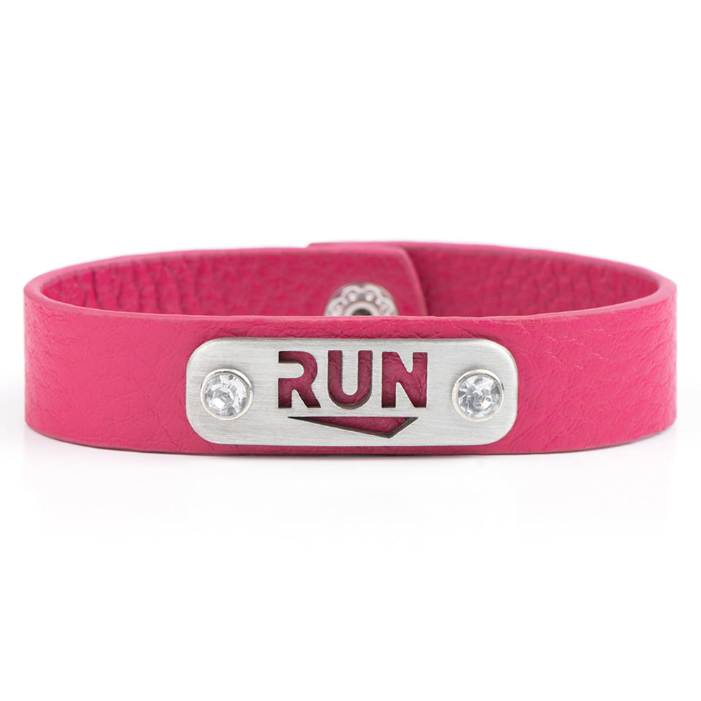 RUN Running Bracelet Wristband - ATHLETE INSPIRED leather running jewelry, run gift
