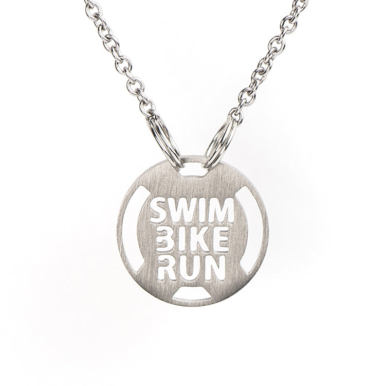 Swim Bike Run Triathlon Necklace, Triathlon Jewelry, stainless steel necklace