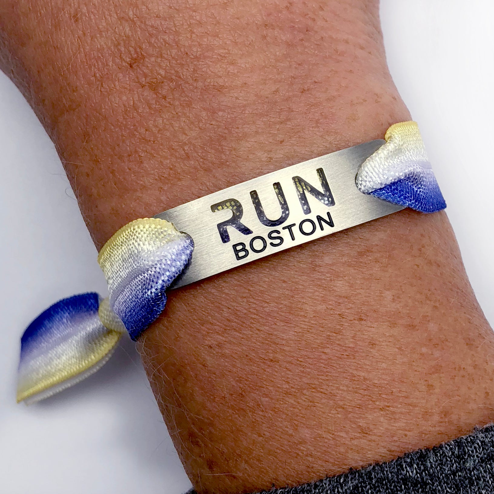 Run Boston and Unicorn Inspired - Blue/Yellow Jersey Wrap Bracelet Unicorn Inspired