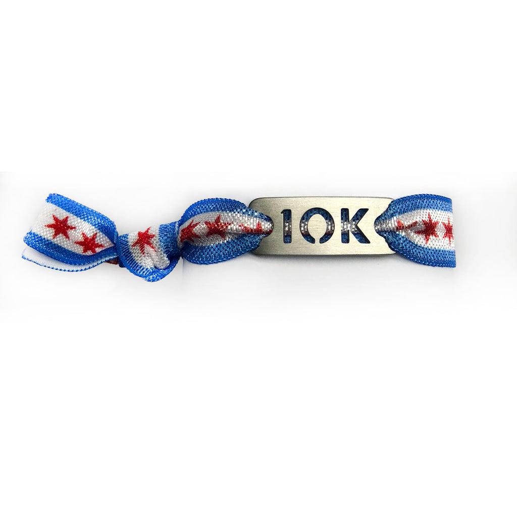 ATHLETE INSPIRED 10K CHICAGO Flag Running Stretchy Bracelet/Hair Tie