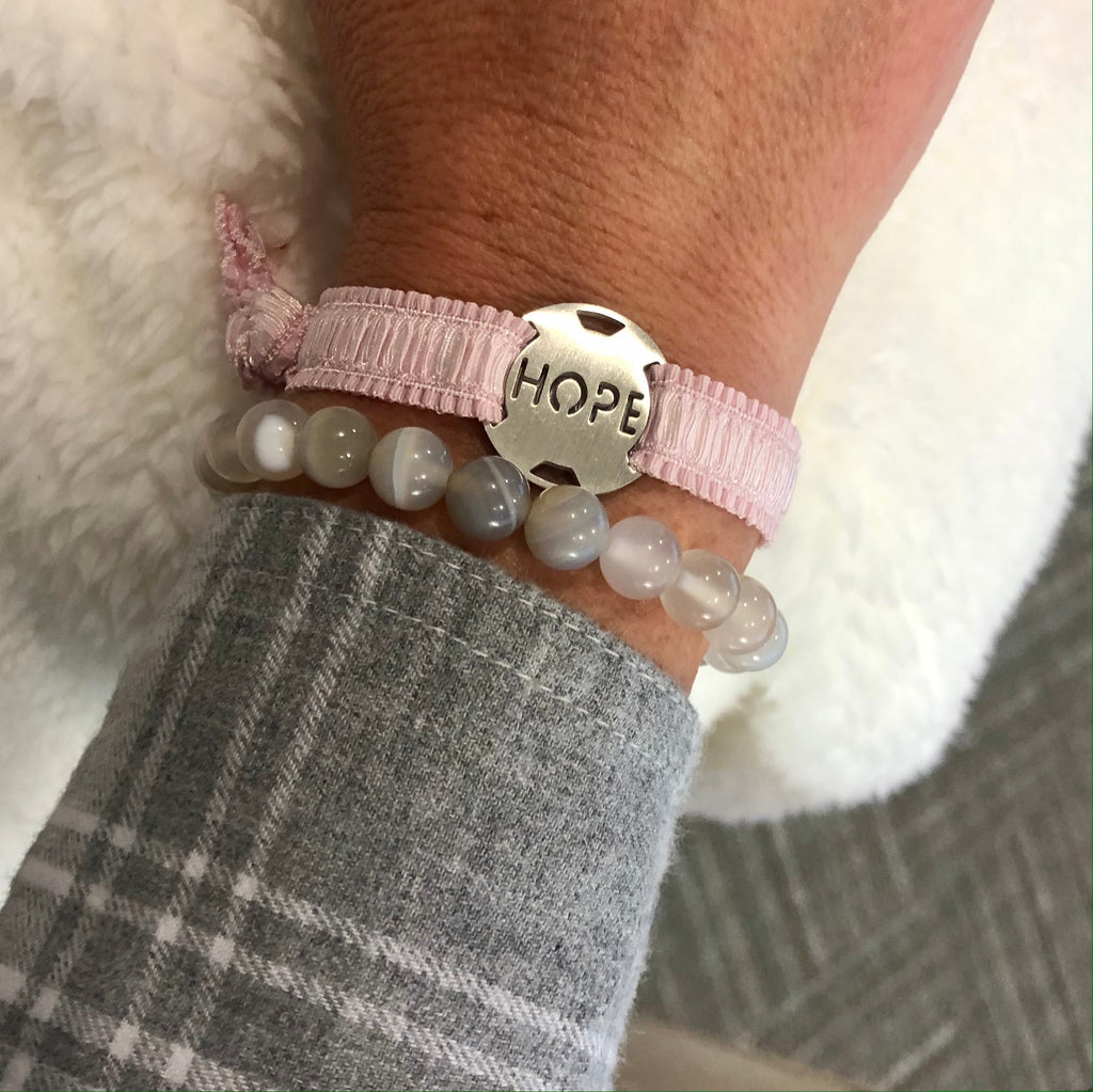 HOPE - Pink Ribbon Stretchy Bracelet - Breast Cancer Awareness-Survivor