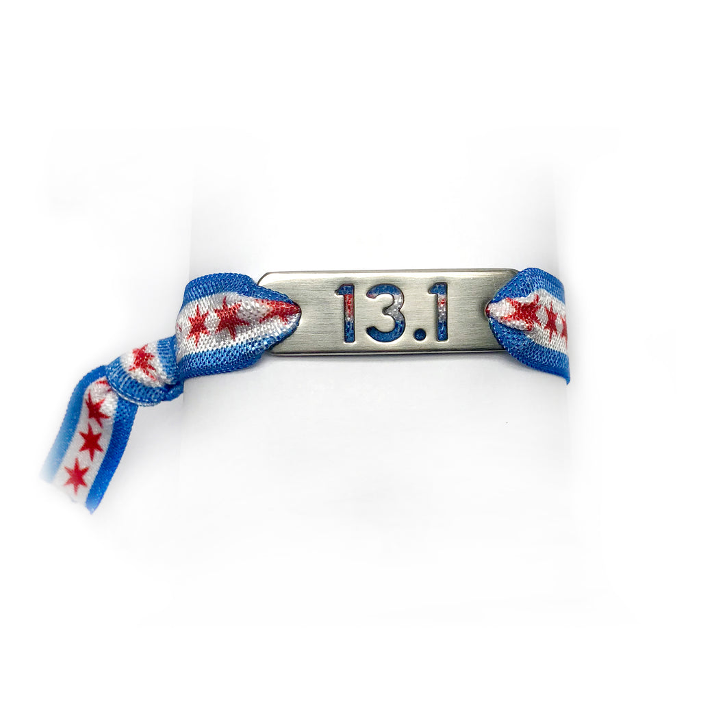 ATHLETE INSPIRED 13.1 CHICAGO Flag Running Stretchy Bracelet/Hair Tie