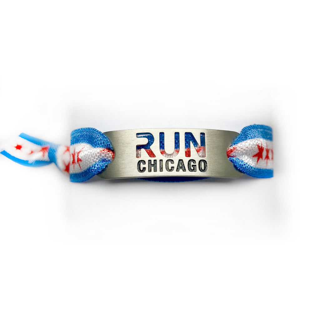 RUN CHICAGO Flag Tie Stretchy Running Bracelet