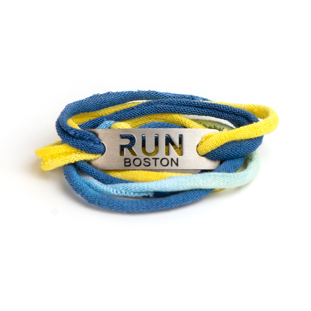 UNICORN INSPIRED  or RUN BOSTON - Blue/Yellow Jersey Wrap Bracelet