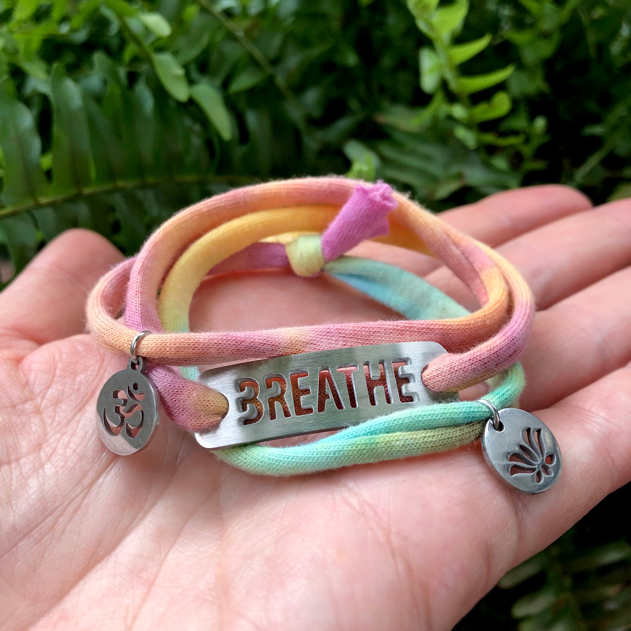 Jersey Wrap Bracelet Pastel Tie Dye with Charms ATHLETE INSPIRED