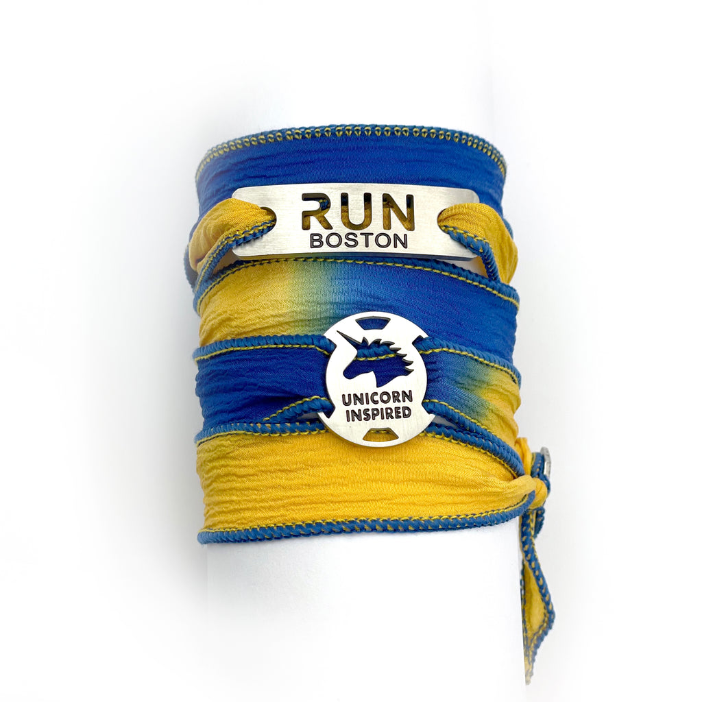 ATHLETE INSPIRED - RUN BOSTON, Unicorn Inspired Wrap Adjustable Bracelet, Run Boston Bracelet, Boston Marathon Gift, Race Gift