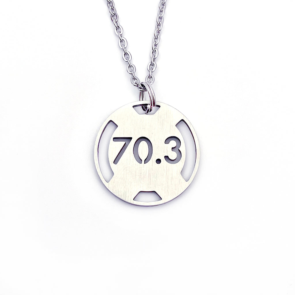 70.3 Triathlon Necklace - Cut Out Stainless Steel