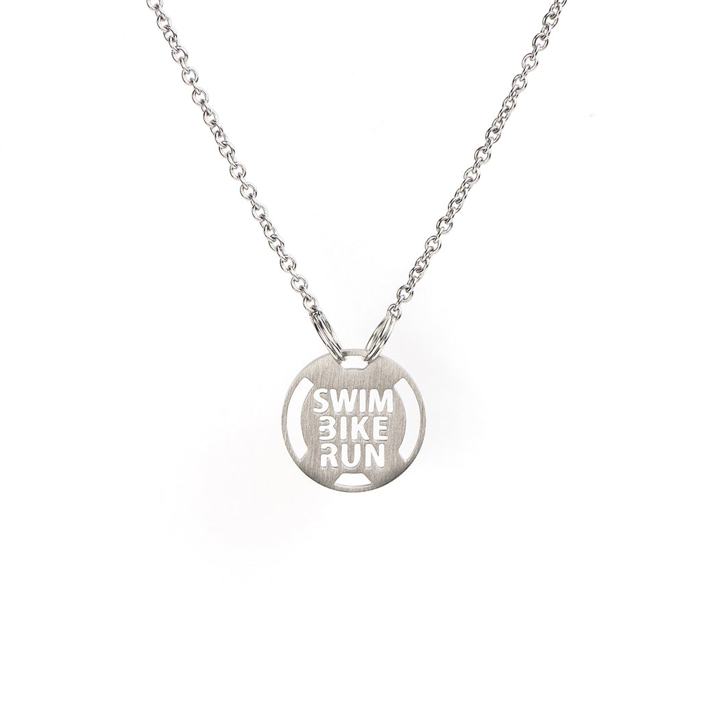 Swim Bike Run Triathlon Necklace, Triathlon Jewelry, stainless steel necklace