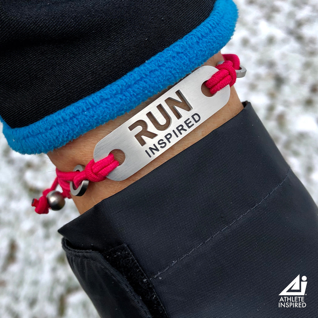 RUN Inspired - Available in Black or Pink adjustable stretchy bracelet.  Running Bracelet Gift