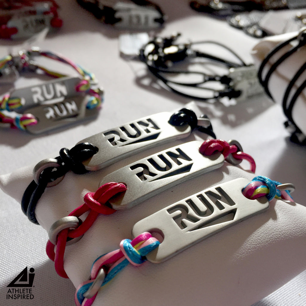 RUN - Running Bracelet - Black or Pink Leather