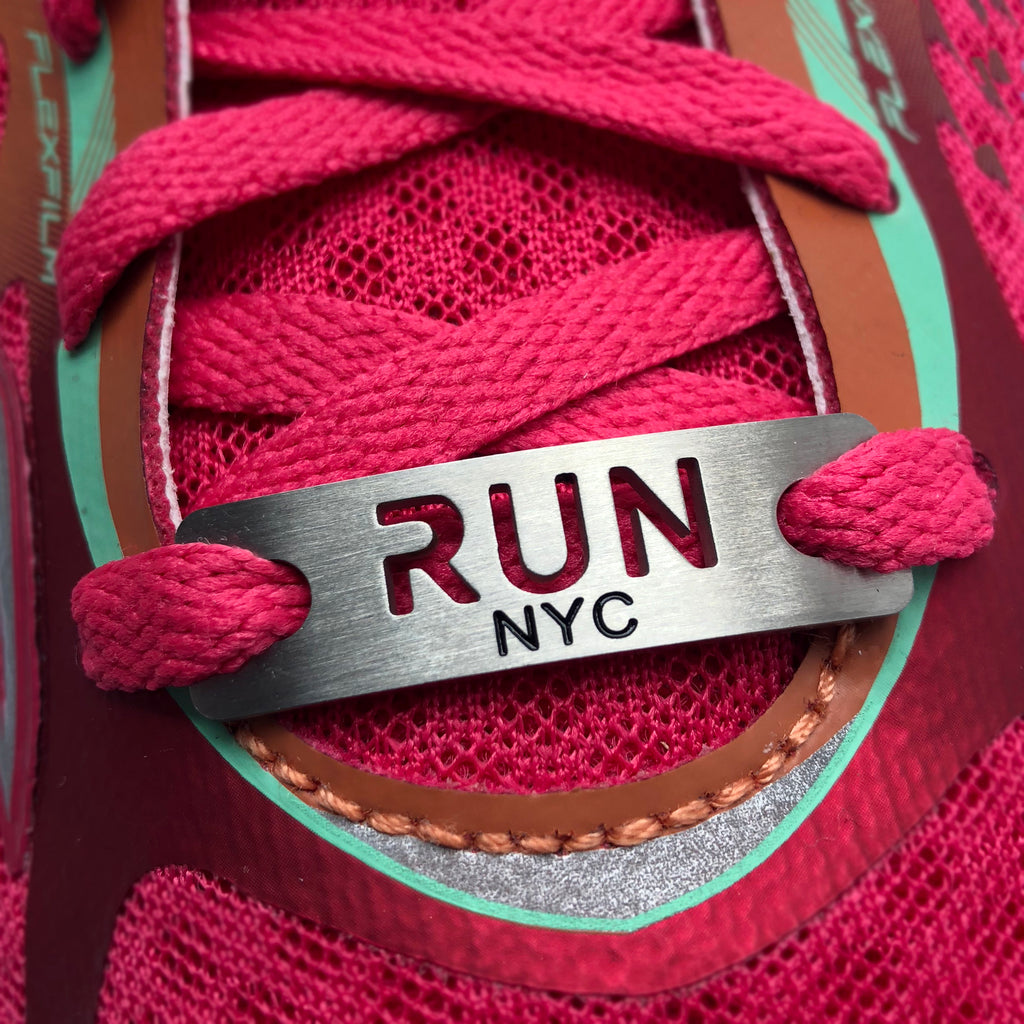 Run New York City and Shoe Tag, NYC Triathlon Gift, Run New York City Shoe Charm