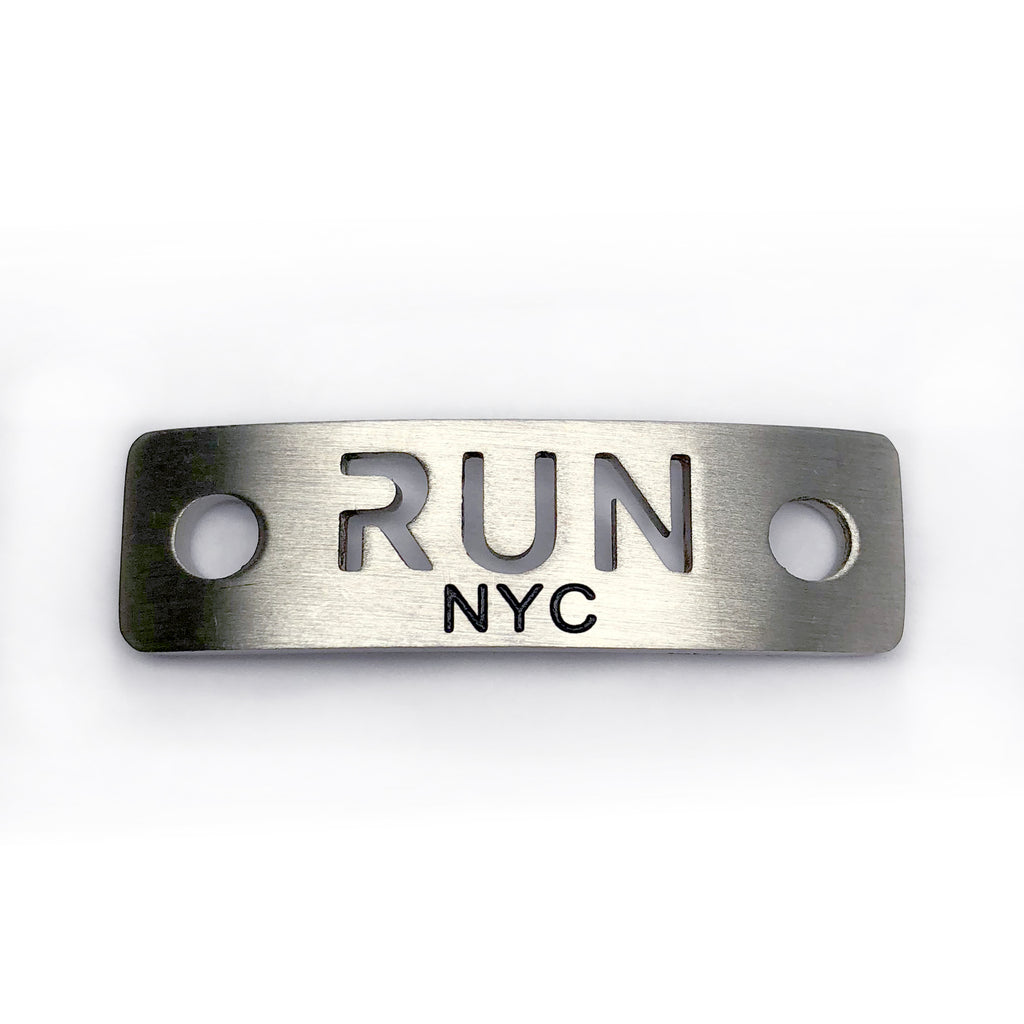 Run New York City and Shoe Tag, NYC Triathlon Gift, Run New York City Shoe Charm