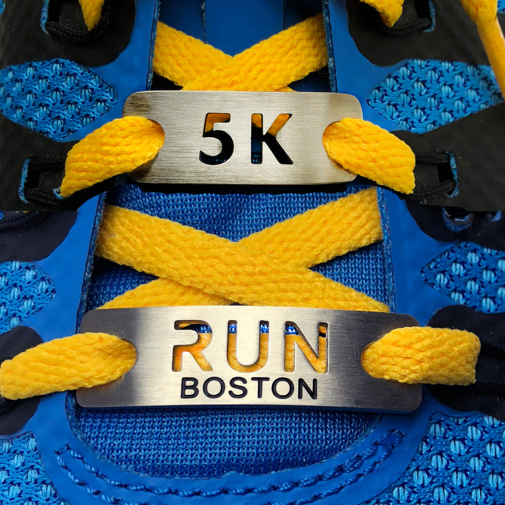 RUN BOSTON and 5K Shoe Tag Bundle Set, One Boston Day Race Gift