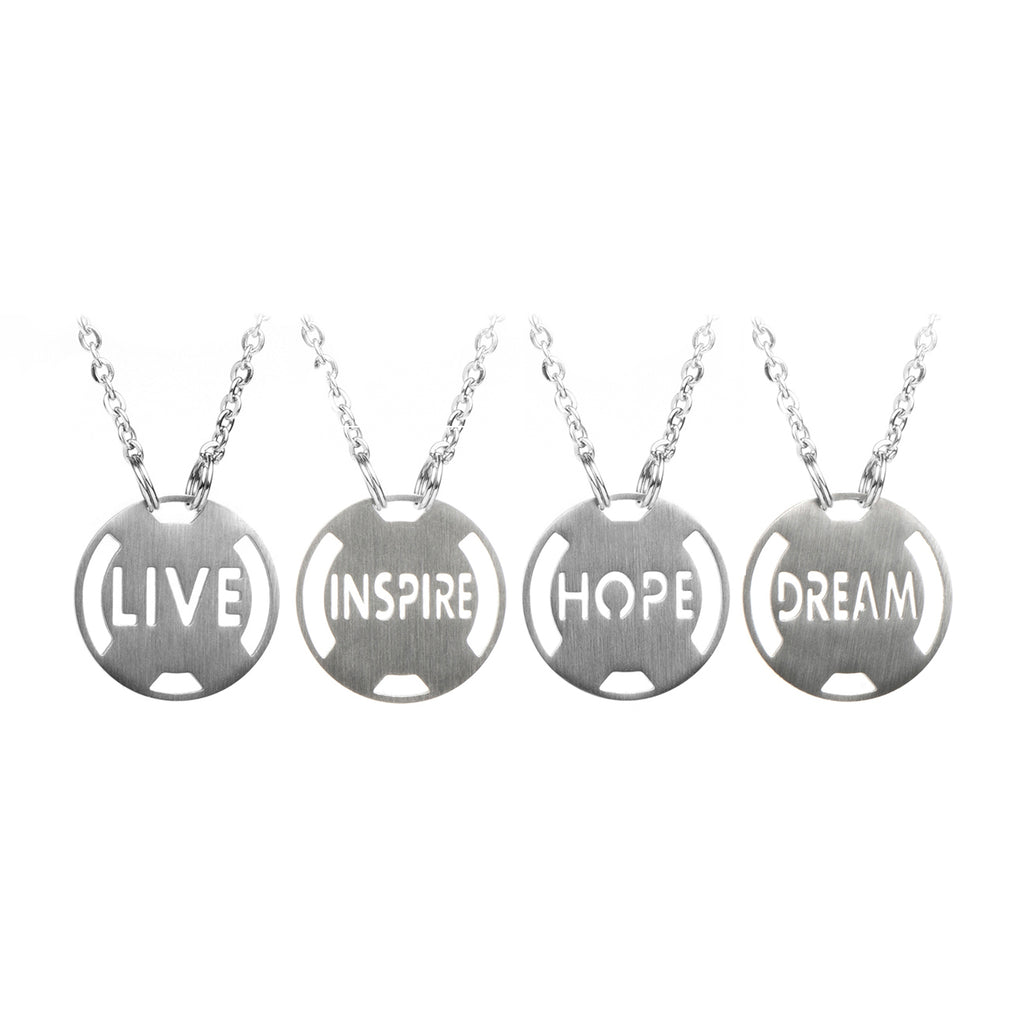 Inspirational Necklace Athlete Inspired, Motivational stainless steel jewelry, Live, Inspire, Hope Dream