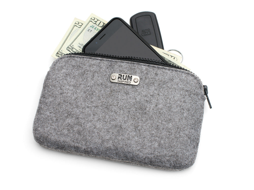 Pink Clutch - Wool Felt Zip Bag